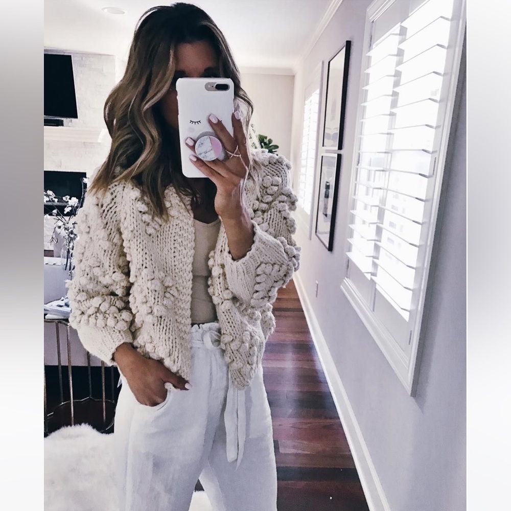 CHICWUSH Wool bland Cardigan KNIT YOUR LOVE CARDIGAN IN IVORY Size M/ L NEW